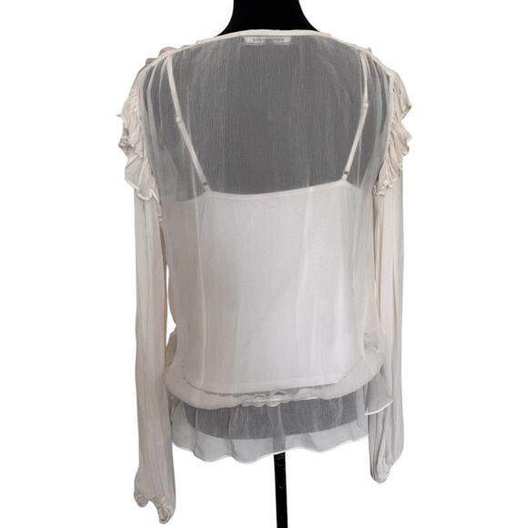 NEW BCBGMAXAZRIA Women's Chiffon Bishop Sleeve Blouse Size S - Picture 4 of 8